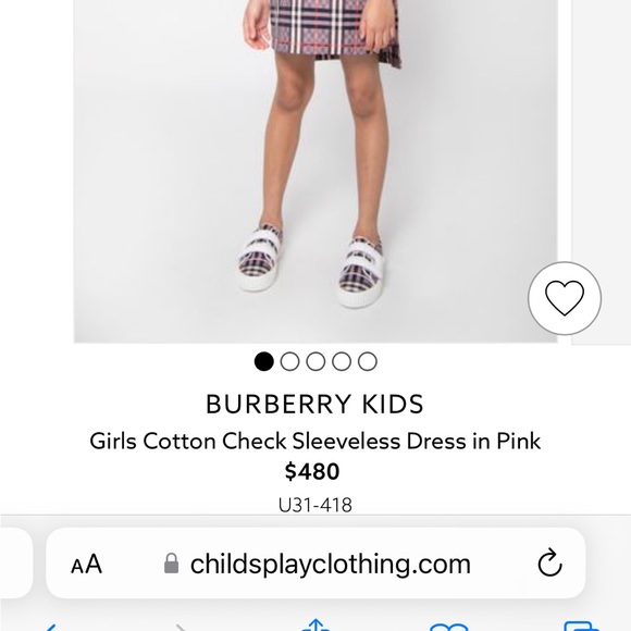 Burb Pink Dress BURBERRY KIDS Girls Cotton Check Sleeveless Dress in Pink - Picture 2 of 5